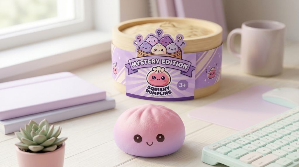 Mini Dumplings Squishy Mystery Überraschung in seiner kawaii Umgebung