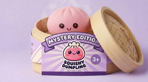 Mini Dumplings Squishy Mystery Überraschung im Bambus-Dämpfkörbchen