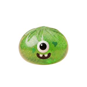 Squishy Dumpling Monster Halloween Glitter Grün beim Drücken, weiches Material