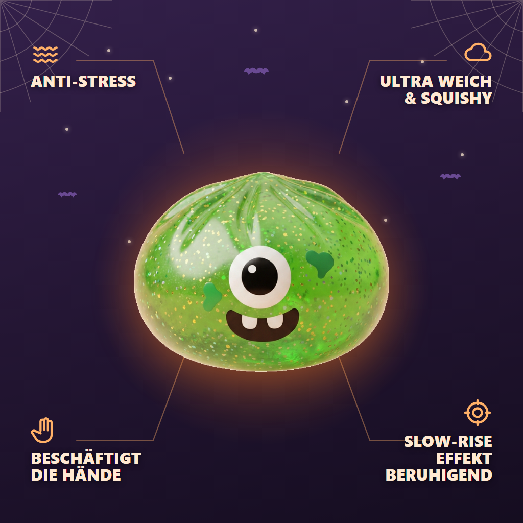 Squishy Dumpling Monster Halloween Glitter Grün — seine Vorteile