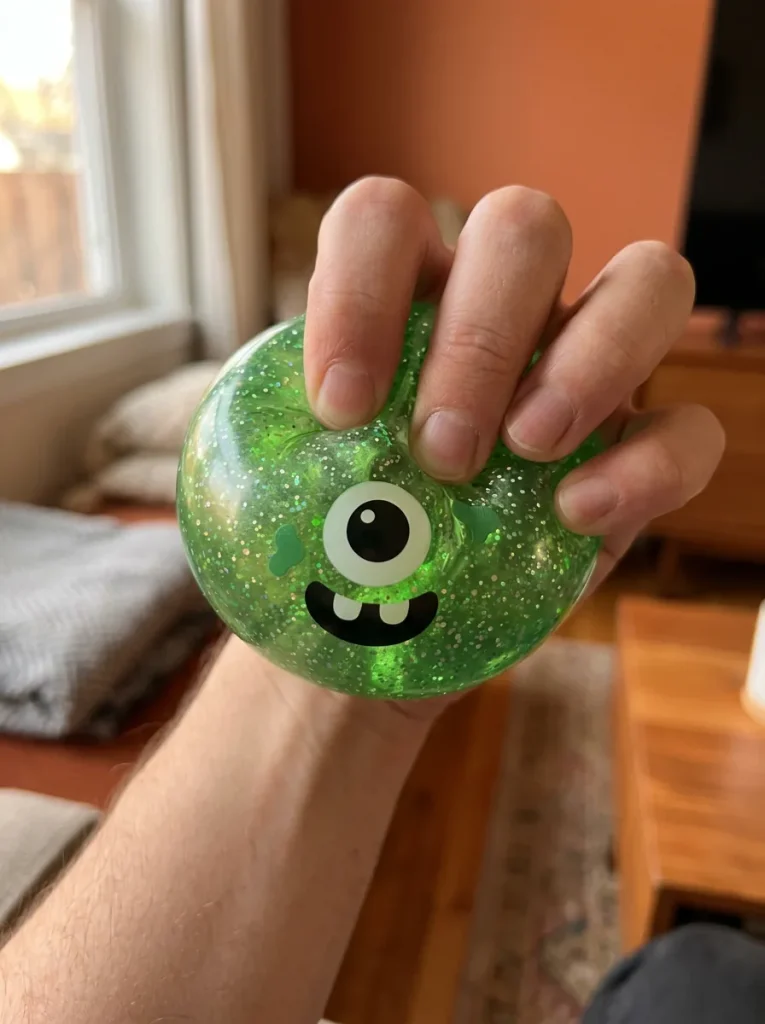 Squishy Dumpling Monster Halloween Glitter Grün beim Drücken