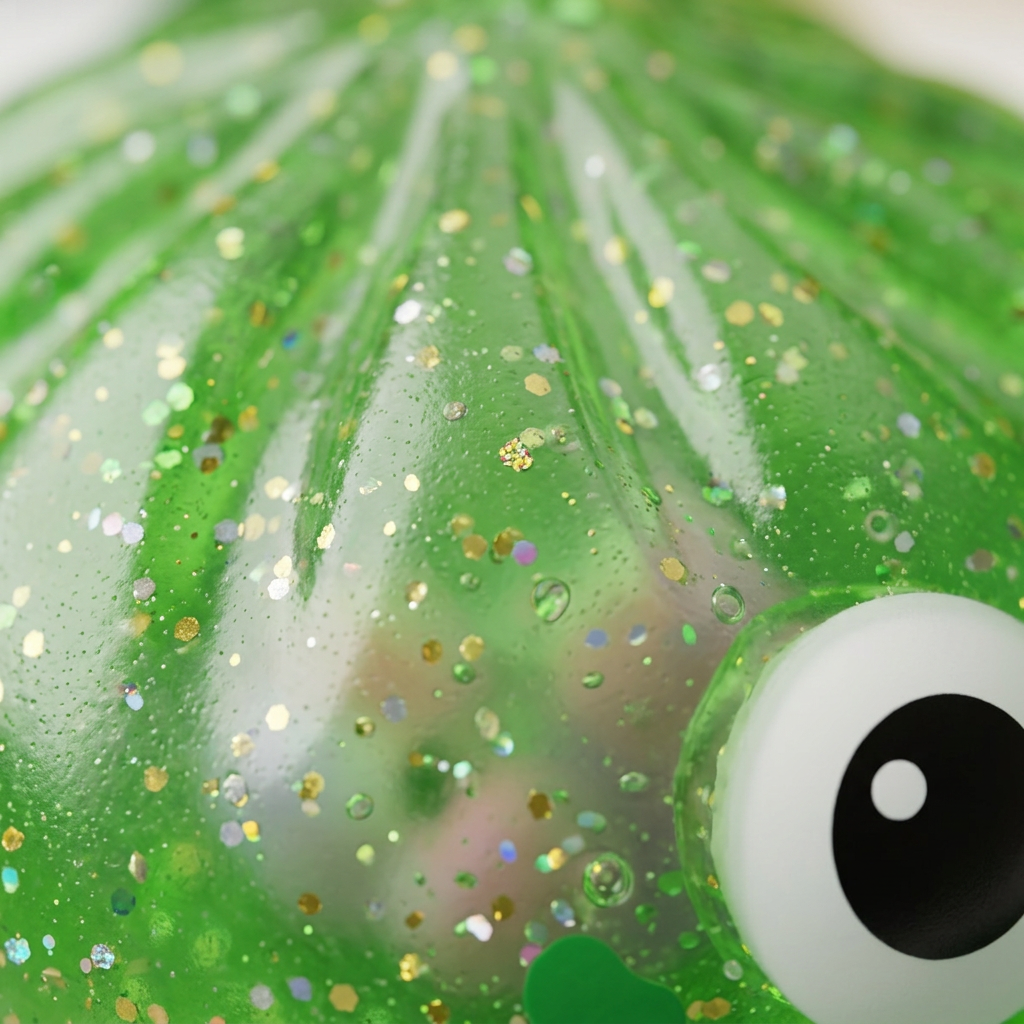 Squishy Dumpling Monster Halloween Glitter Grün — Makro-Nahaufnahme der Textur