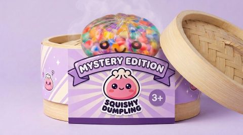 Mystery Dumpling Squishy Bubble Sanft im Bambus-Dämpfkörbchen