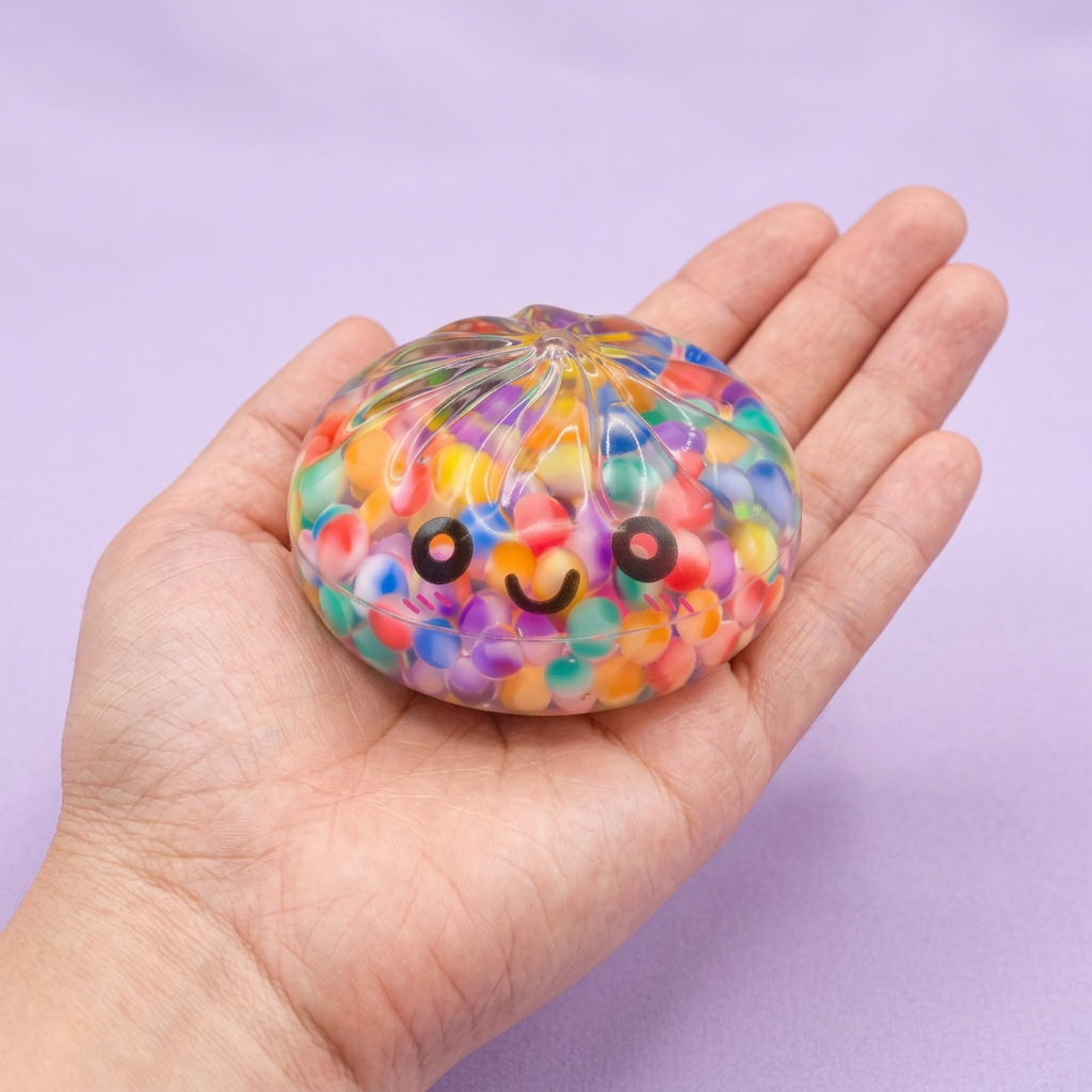 Mystery Dumpling Squishy Bubble Sanft in der Hand gehalten, echte Größe