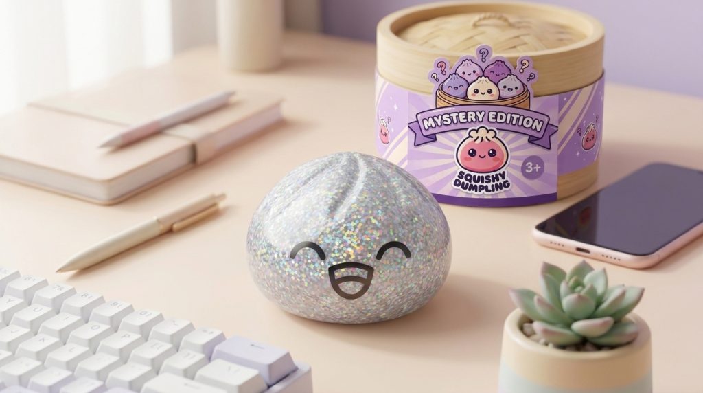 Rare Dumpling Squishy Mystery Sammleredition in seiner kawaii Umgebung