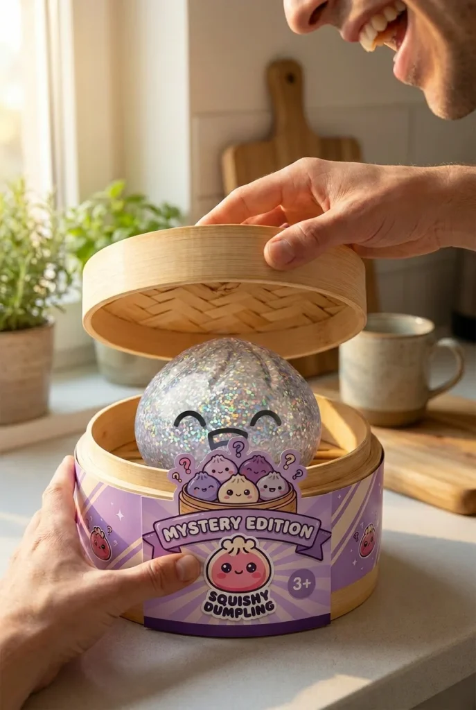 Rare Dumpling Squishy Mystery Sammleredition beim Auspacken