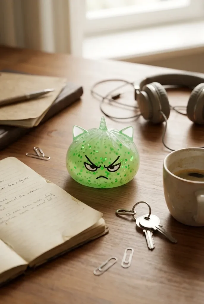 Glitter Dumpling Squishy Rare Einhorn-Zauber auf dem Schreibtisch