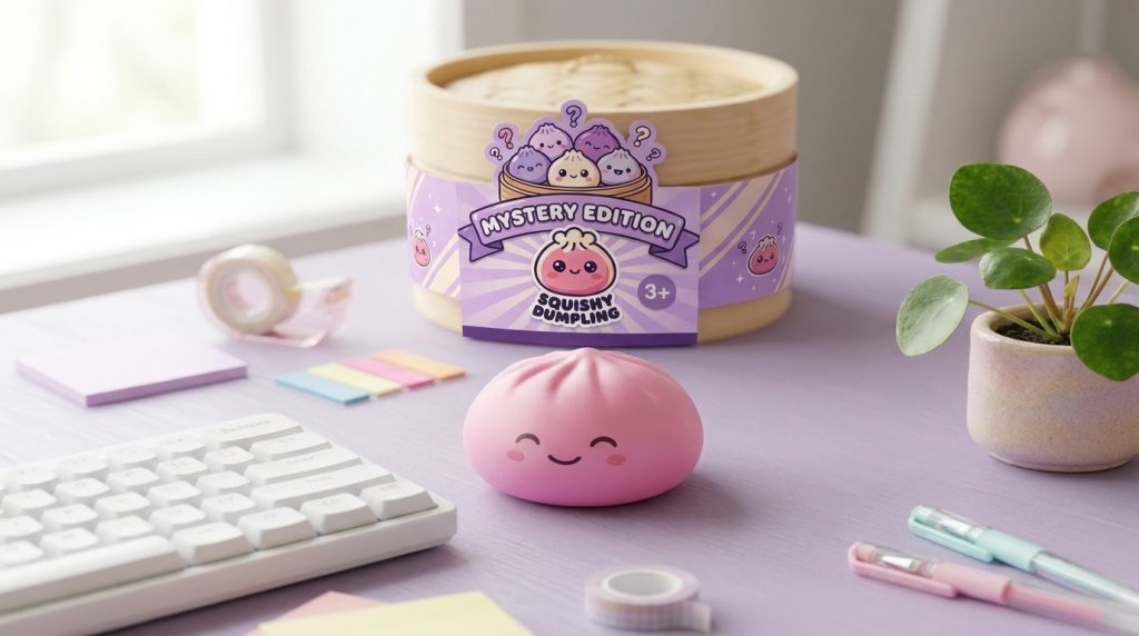 Mystery Dumpling Squishy Überraschungsbox in seiner kawaii Umgebung