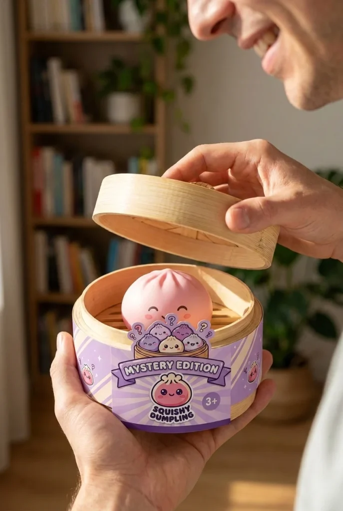 Mystery Dumpling Squishy Überraschungsbox beim Auspacken