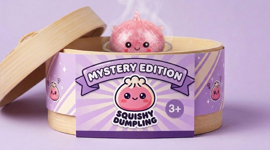Mystery Dumpling Squishy Glitter Einhorn im Bambus-Dämpfkörbchen