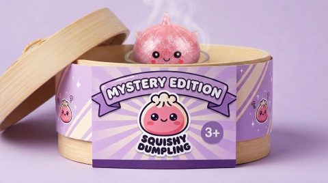 Mystery Dumpling Squishy Glitter Einhorn im Bambus-Dämpfkörbchen