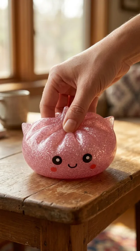 Mystery Dumpling Squishy Glitter Einhorn beim Drücken