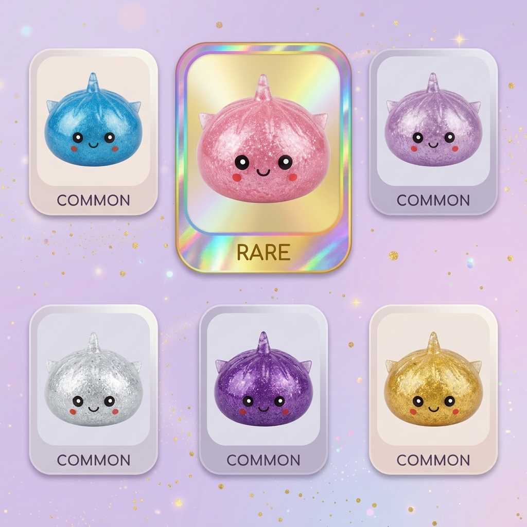 Mystery Dumpling Squishy Glitter Einhorn beim Drücken, weiches Material