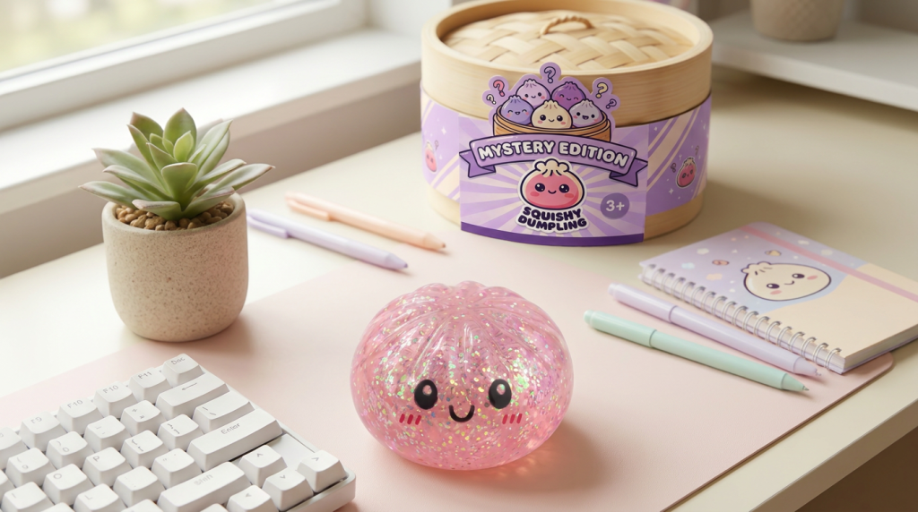 Dumplings Squishy Glitter Surprise Mystery in seiner kawaii Umgebung