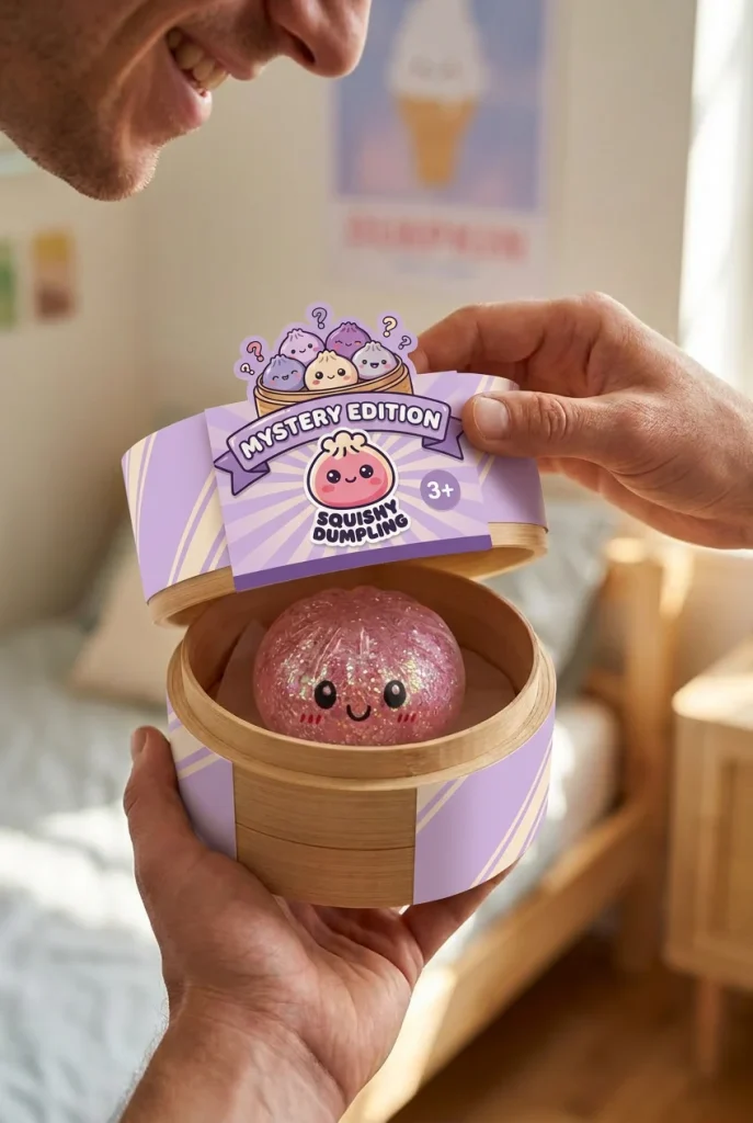 Dumplings Squishy Glitter Surprise Mystery beim Auspacken