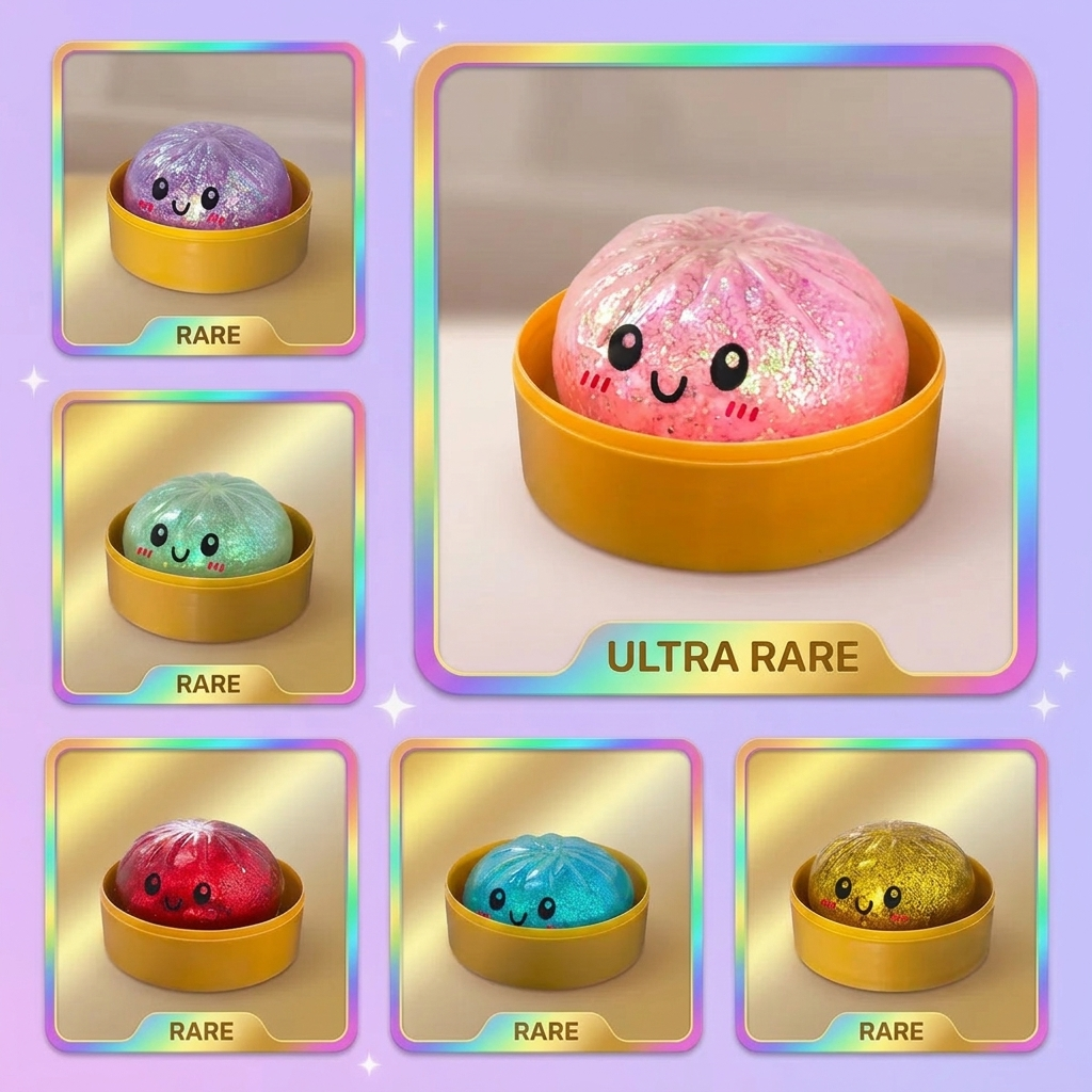 Dumplings Squishy Glitter Surprise Mystery beim Drücken, weiches Material