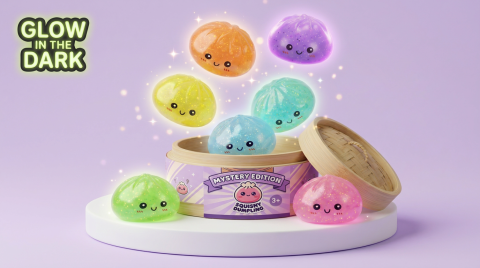 Dumpling Squishy Mystery Glow in the Dark mit Glitzer beim Drücken, weiches Material