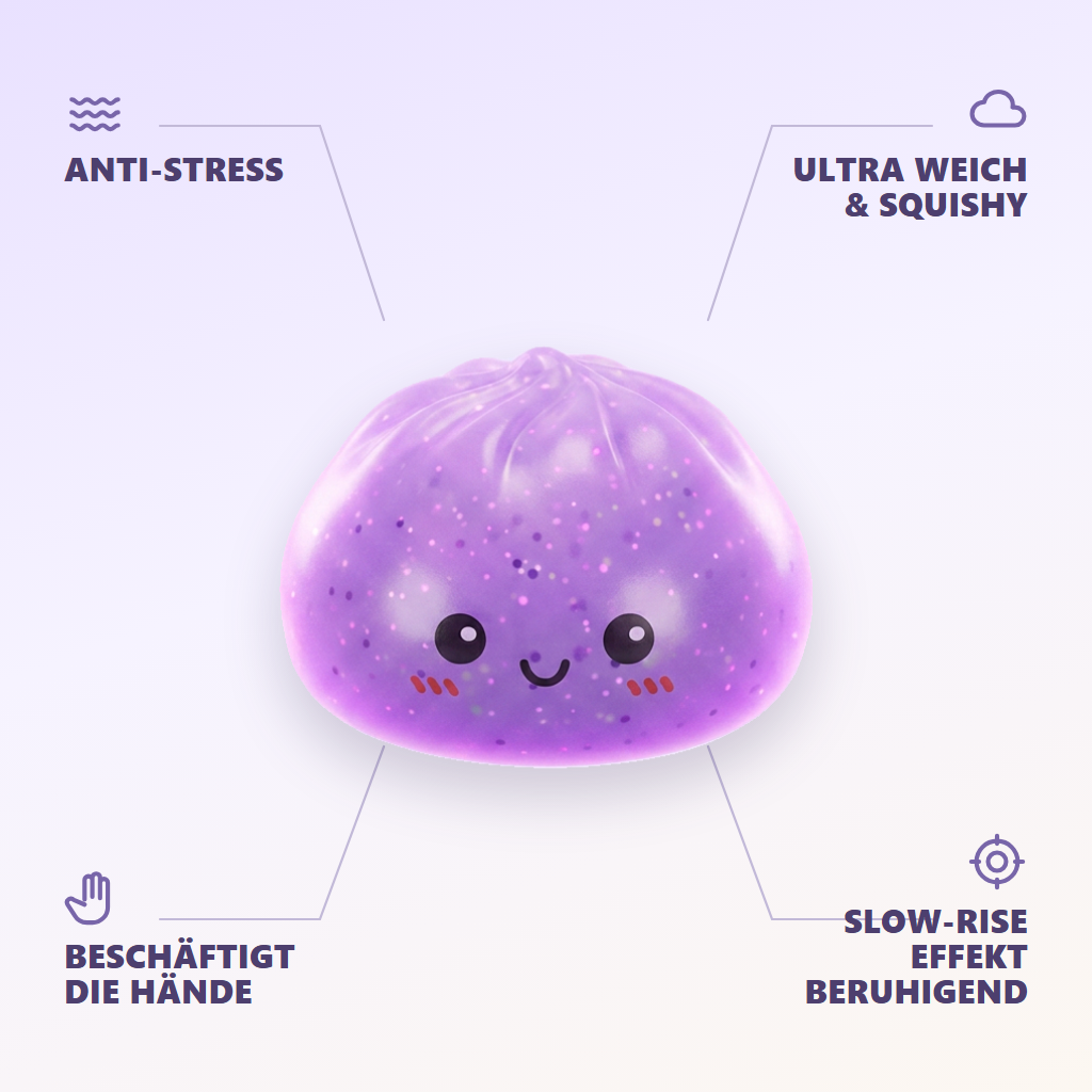 Dumpling Squishy Mystery Glow in the Dark mit Glitzer — seine Vorteile