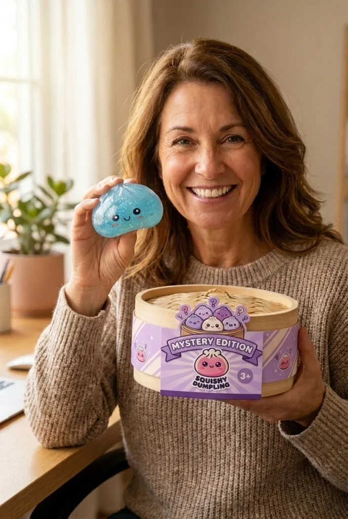 Dumpling Squishy Mystery Glow in the Dark mit Glitzer mit seiner Box