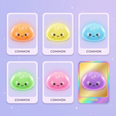 Dumpling Squishy Mystery Glow in the Dark mit Glitzer beim Drücken, weiches Material