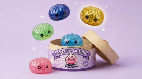 Squishy Dumpling Mystery Glitter Mini-Set beim Drücken, weiches Material