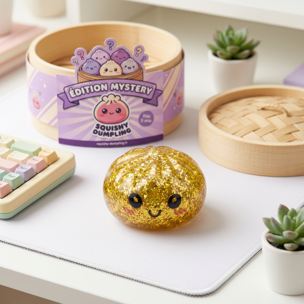 Squishy Dumpling Mystery Glitter Mini-Set in seiner kawaii Umgebung