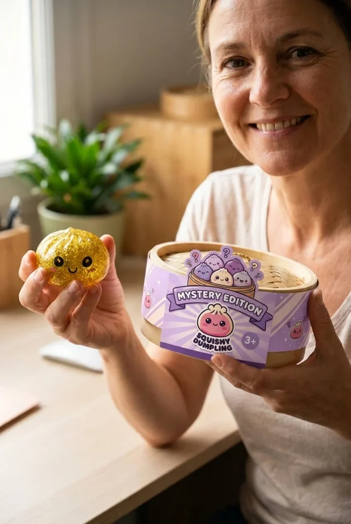 Squishy Dumpling Mystery Glitter Mini-Set mit seiner Box
