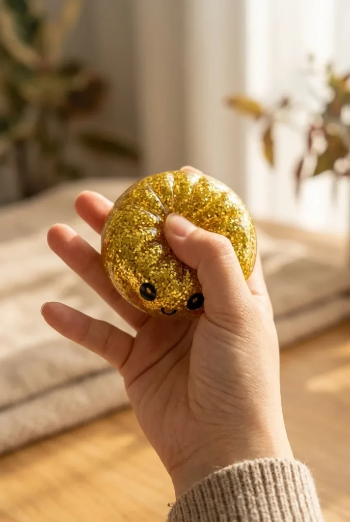 Squishy Dumpling Mystery Glitter Mini-Set beim Drücken