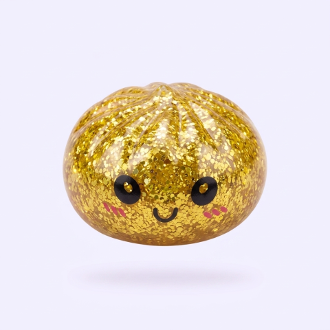 Squishy Dumpling Mystery Glitter Mini-Set beim Drücken, weiches Material