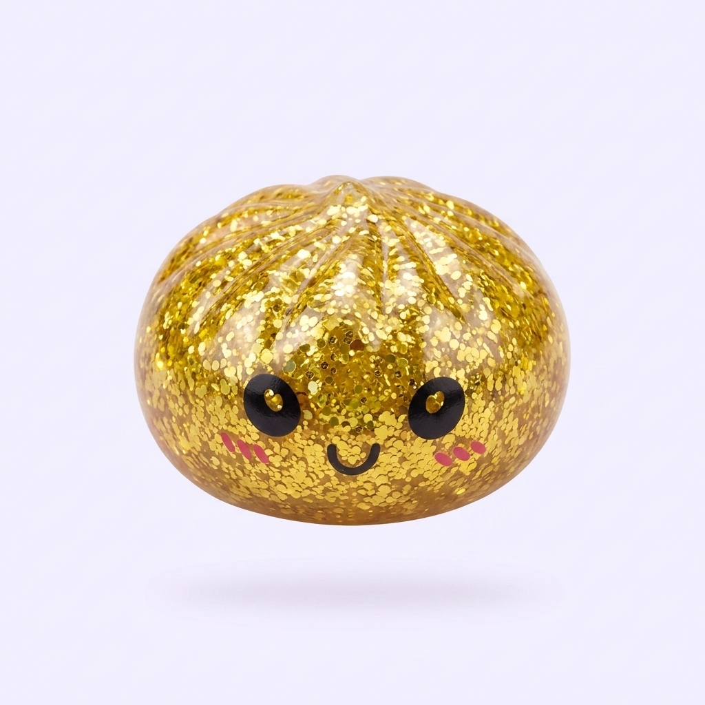 Squishy Dumpling Mystery Glitter Mini-Set beim Drücken, weiches Material