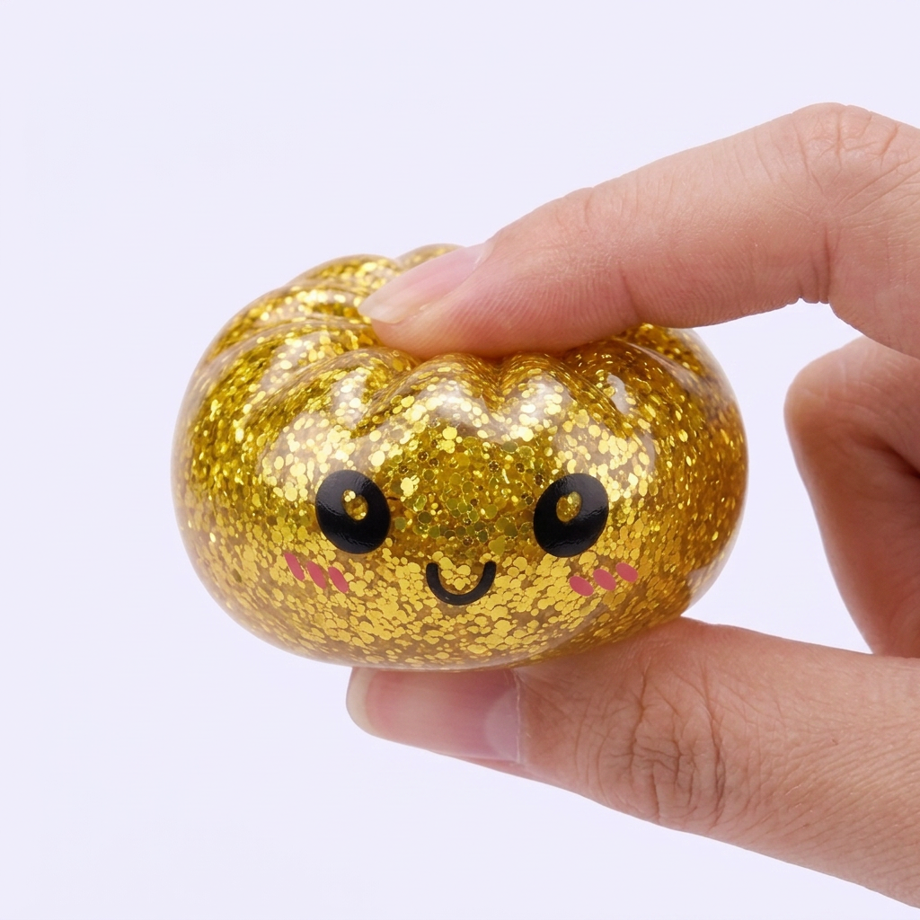 Squishy Dumpling Mystery Glitter Mini-Set beim Drücken, weiches Material