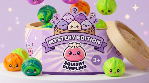 Dumpling Squishy Mystery Tie Dye Mini beim Drücken, weiches Material