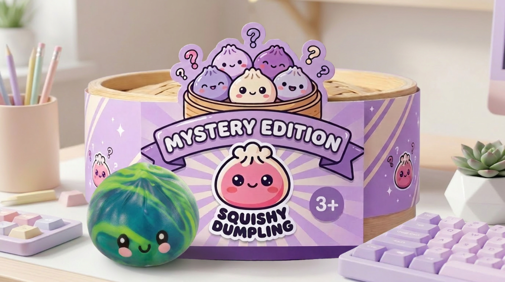 Dumpling Squishy Mystery Tie Dye Mini in seiner kawaii Umgebung
