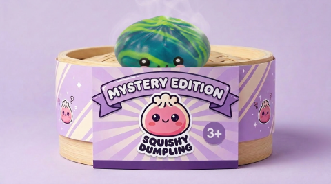 Dumpling Squishy Mystery Tie Dye Mini im Bambus-Dämpfkörbchen