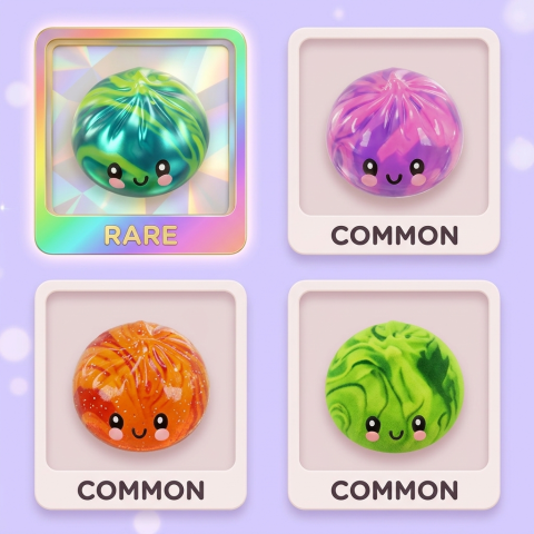 Dumpling Squishy Mystery Tie Dye Mini beim Drücken, weiches Material