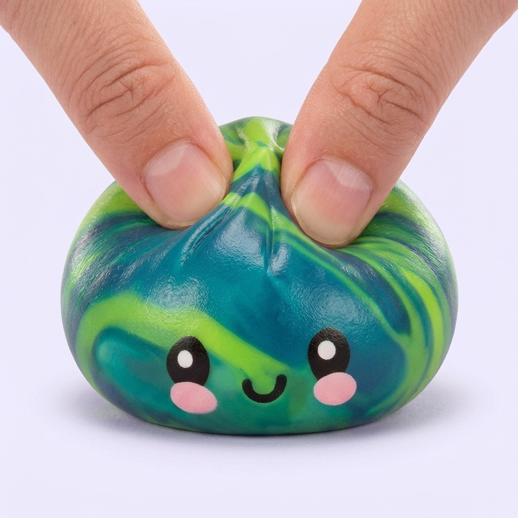 Dumpling Squishy Mystery Tie Dye Mini beim Drücken, weiches Material
