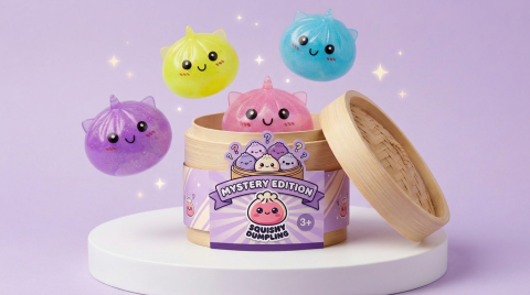 Dumpling Squishy Unicorn Mystery Mini beim Drücken, weiches Material