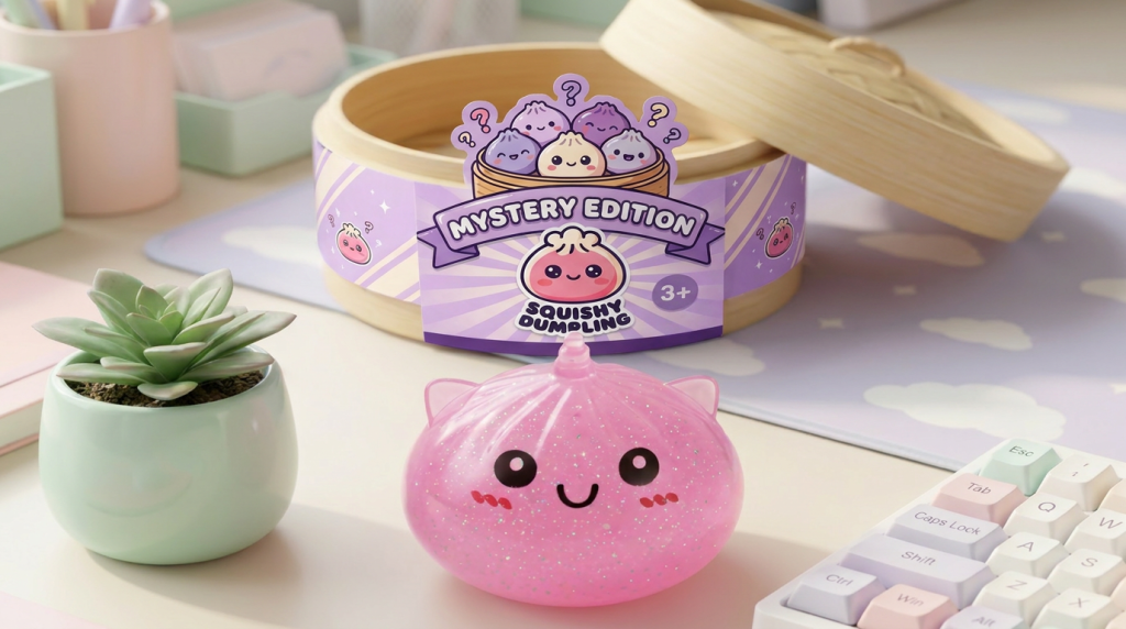 Dumpling Squishy Unicorn Mystery Mini in seiner kawaii Umgebung
