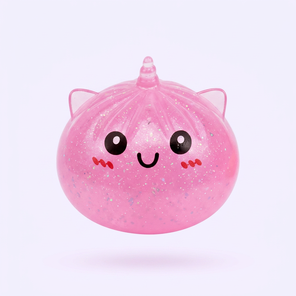 Dumpling Squishy Unicorn Mystery Mini beim Drücken, weiches Material