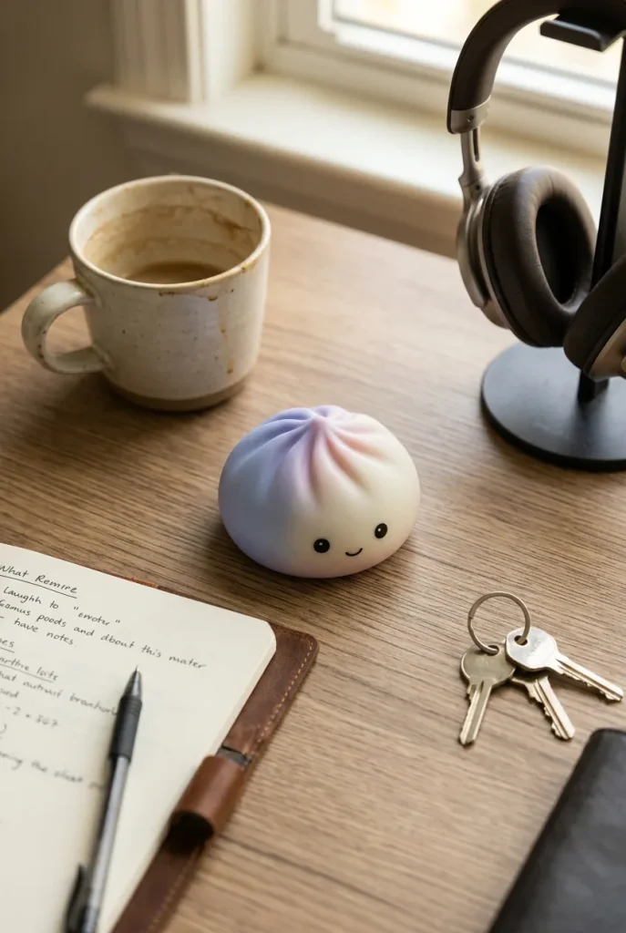 Mystery Squishy Dumpling Nachtlicht auf dem Schreibtisch
