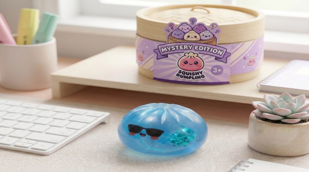 Mystery Dumpling Squishy Sommer-Edition in seiner kawaii Umgebung