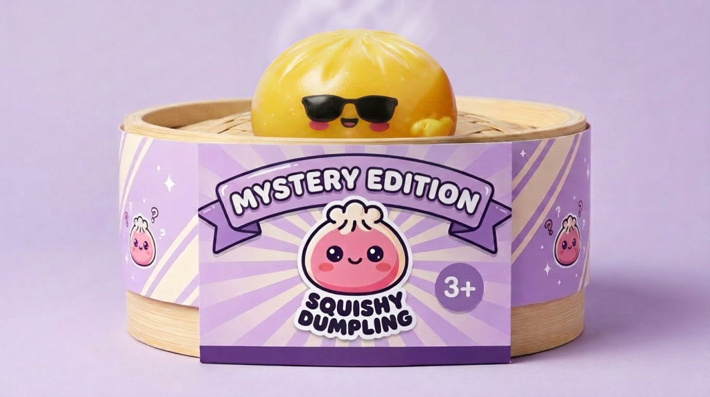 Mystery Dumpling Squishy Sonnenbrille im Bambus-Dämpfkörbchen