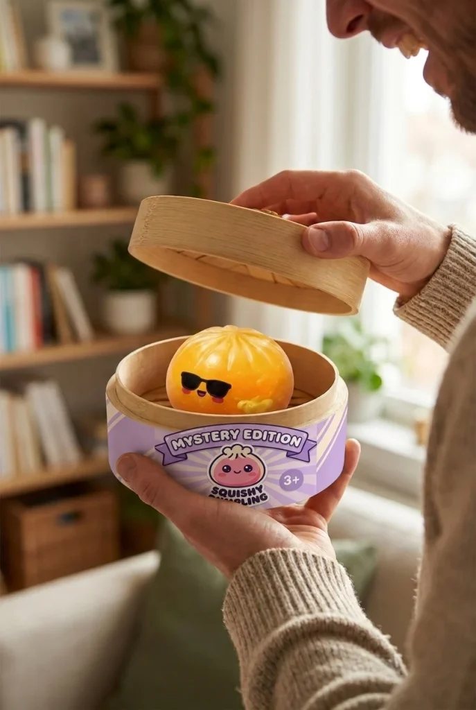 Mystery Dumpling Squishy Sonnenbrille beim Auspacken