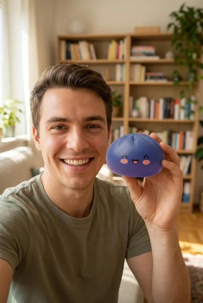 Dumpling Squishy Marineblau Mitternacht im Alltag