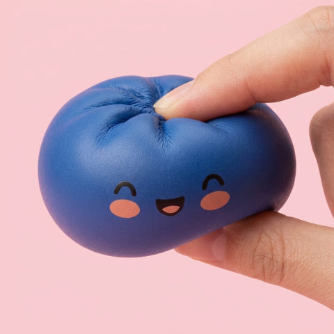 Dumpling Squishy Marineblau Mitternacht — slow-rise Effekt, der Schaum federt langsam zurück