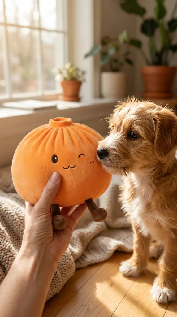 Giant Dumpling Squishy Orange – XXL Kuscheldumpling mit einem Kuscheltier
