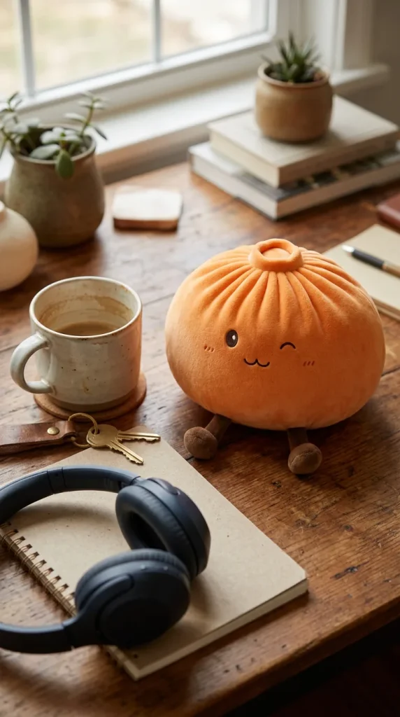 Giant Dumpling Squishy Orange – XXL Kuscheldumpling auf dem Schreibtisch