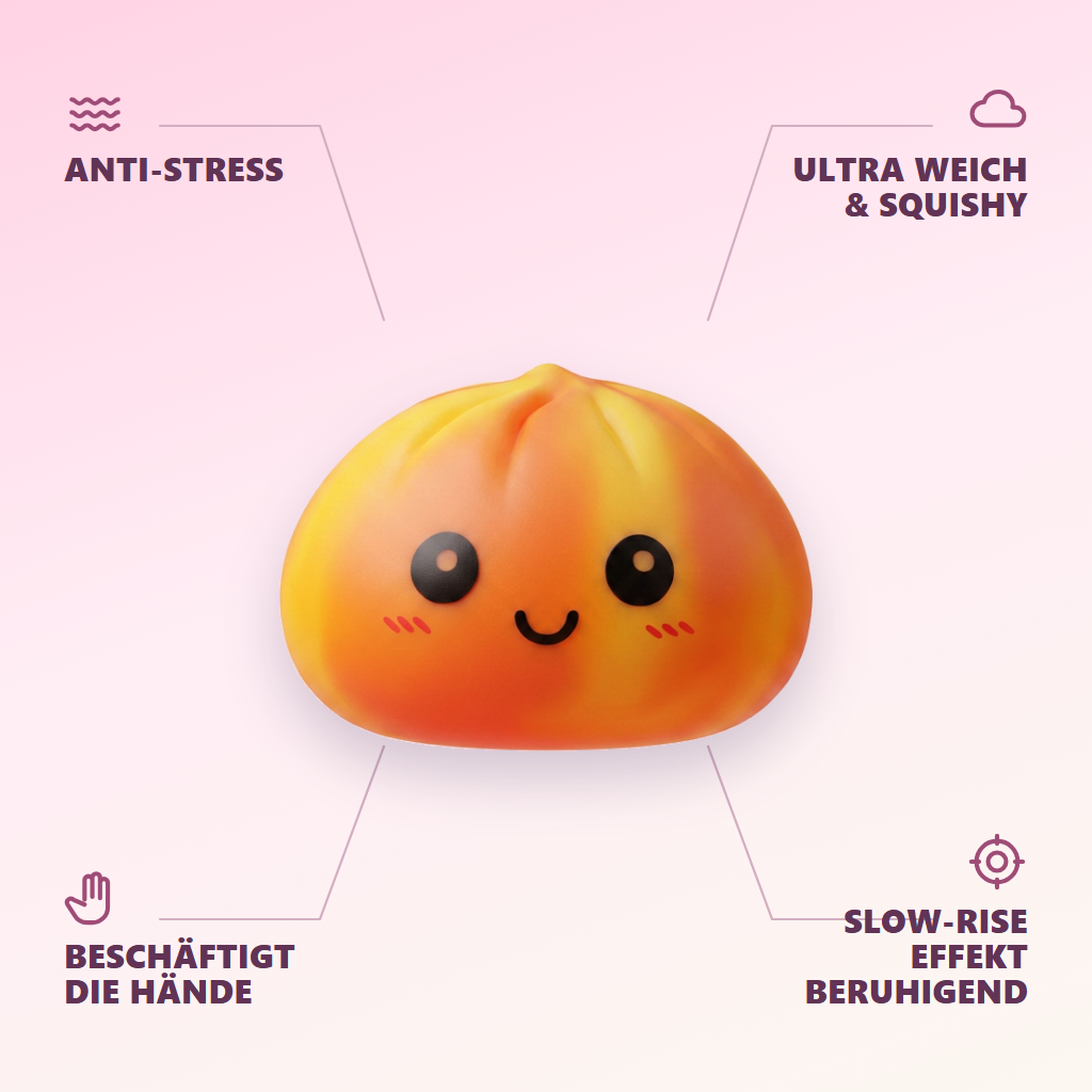 Squishy Dumpling Tie Dye Orange Sonnenuntergang-Marmor — seine Vorteile