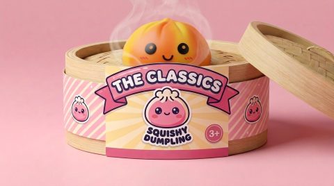 Squishy Dumpling Tie Dye Orange Sonnenuntergang-Marmor im Bambus-Dämpfkörbchen