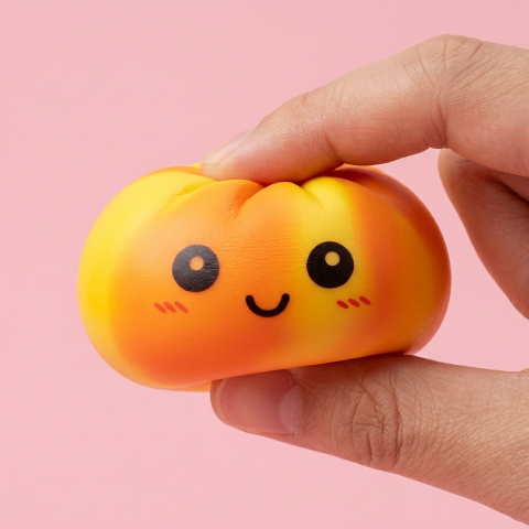 Squishy Dumpling Tie Dye Orange Sonnenuntergang-Marmor beim Drücken, weiches Material